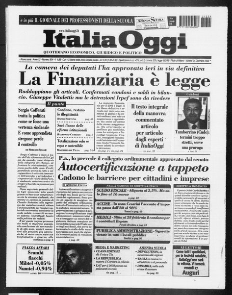 Italia oggi : quotidiano di economia finanza e politica